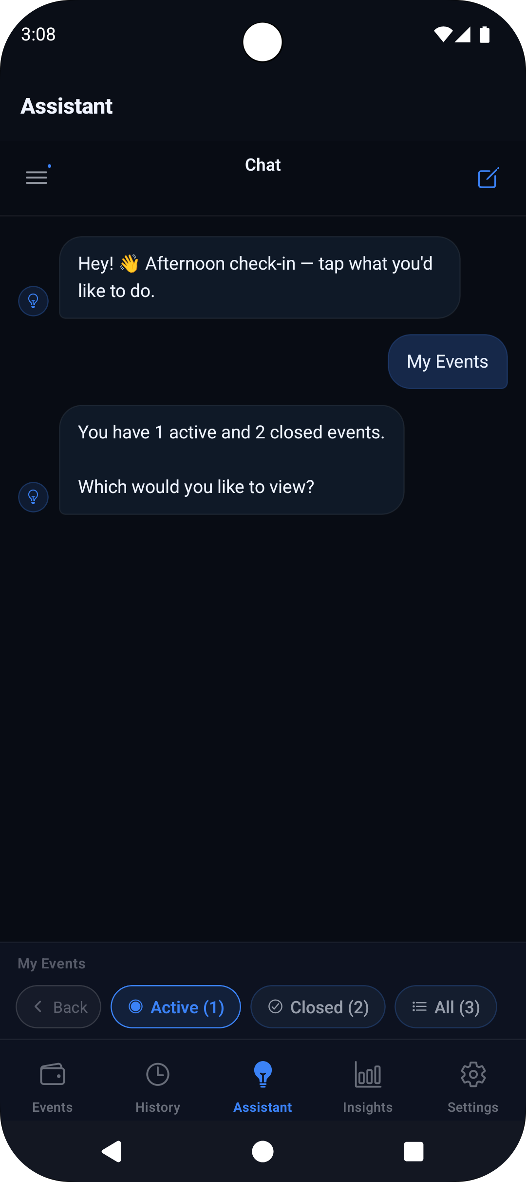 GastosCap Assistant screen